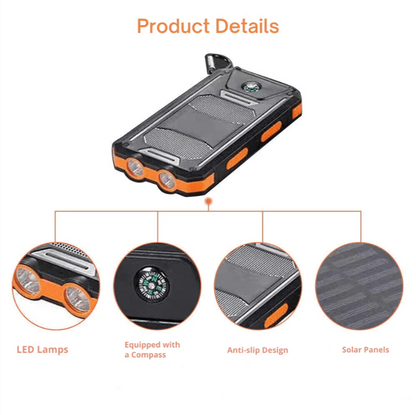 Power Bank Solaire 80 000 mAh - Charge Rapide & Lampe LED