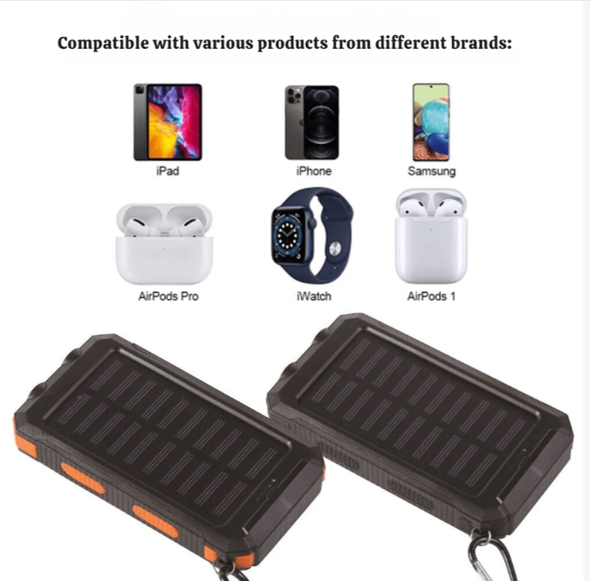 Power Bank Solaire 80 000 mAh - Charge Rapide & Lampe LED