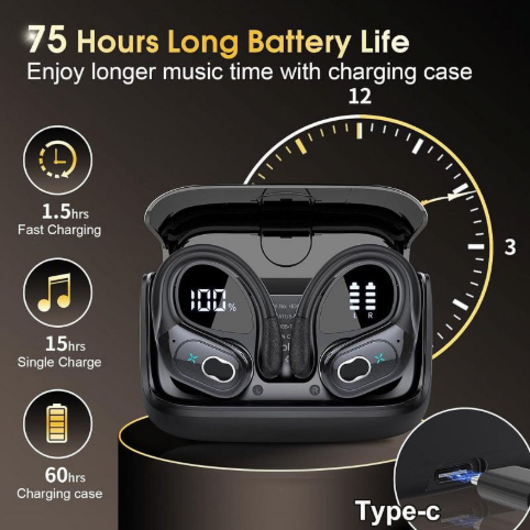 Nouveaux écouteurs GDLYL HD65 sans fil Bluetooth 5.4 avec contour d'oreille