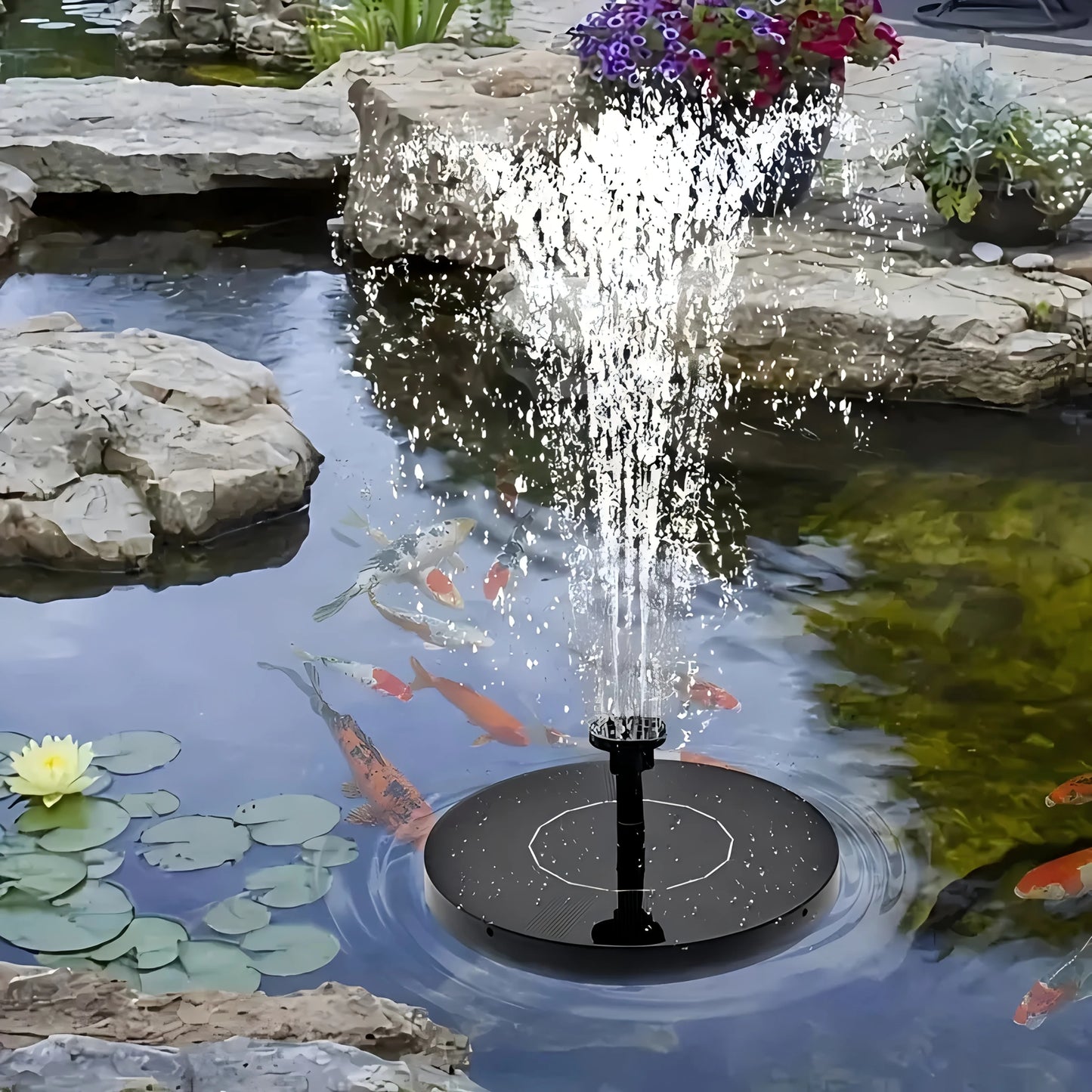 Fontaine Solaire Circulaire Flottante Mini Fontaine de Jardin pour Piscine Extérieure,