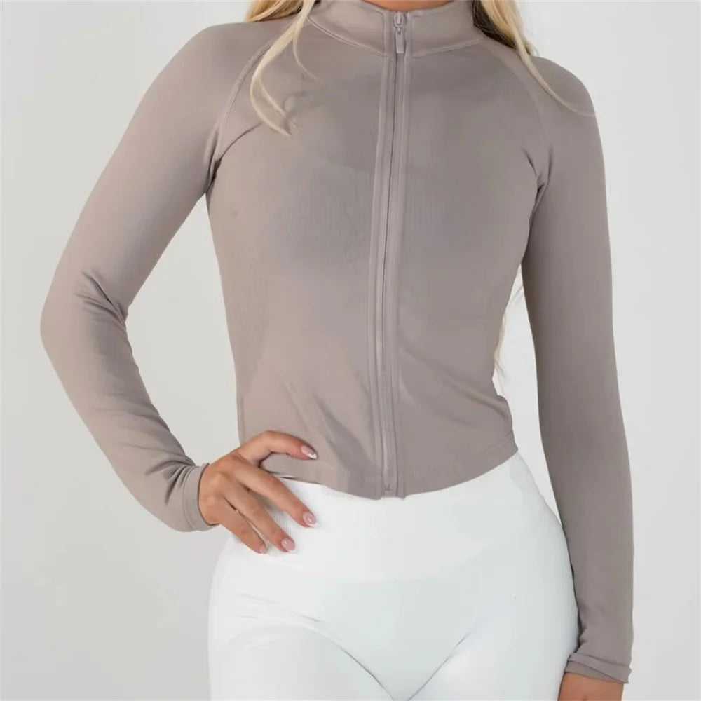 Veste Zippy Nologo DroDmpact pour femmes, manches longues, hauts de sport