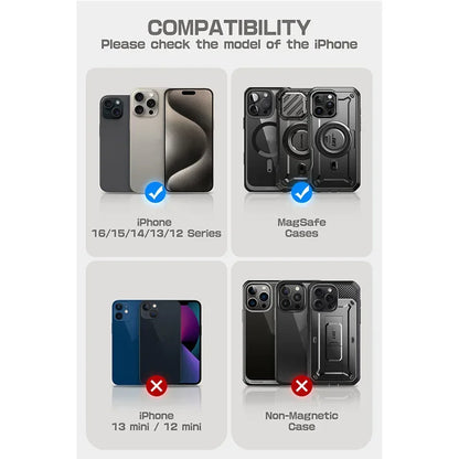 SUPCASE Portefeuille magnétique avec support pour téléphone et porte-cartes pour iPhone 16/15/14/13/12,