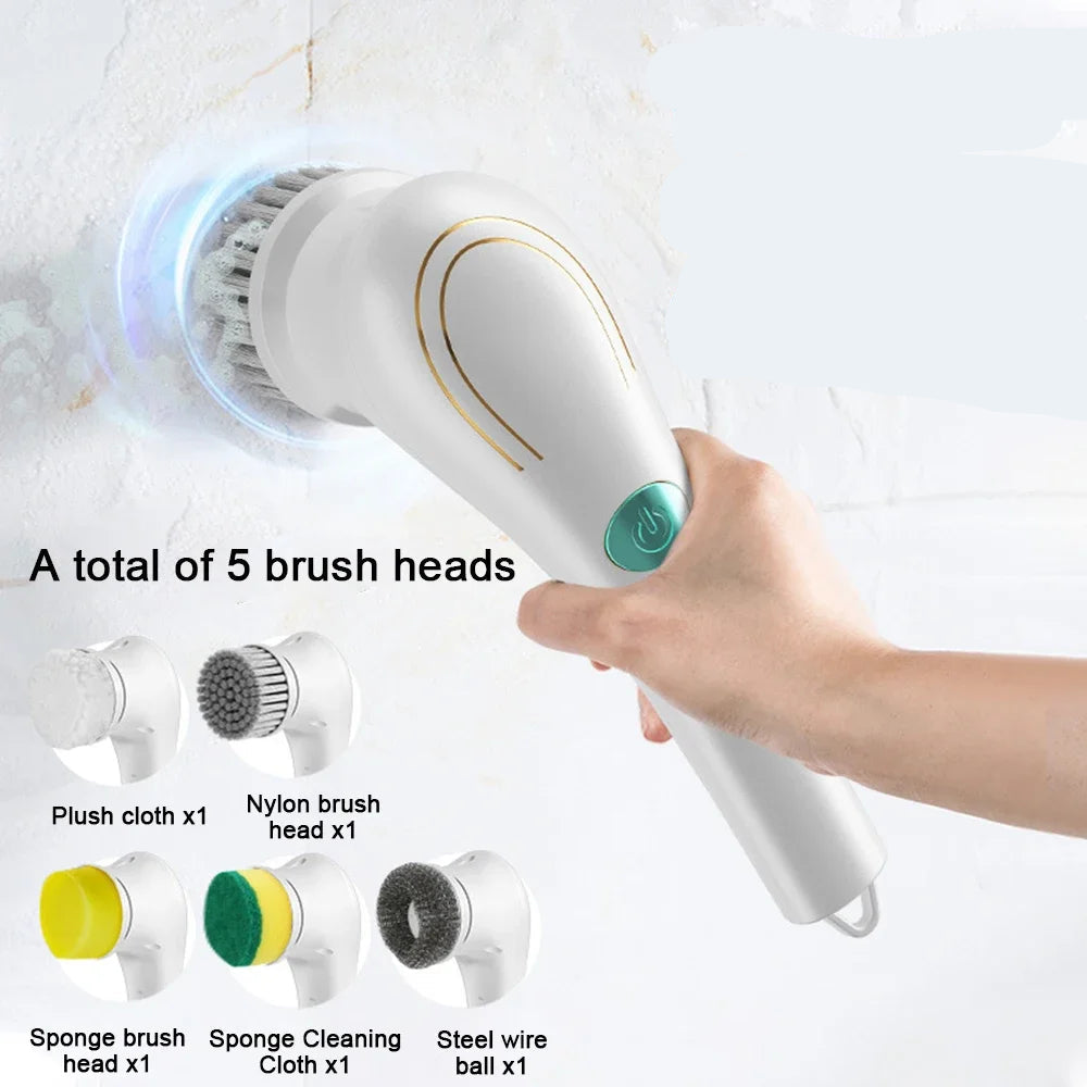 Brosse électrique multifonctionnelle pour livres, lave-auto, sèche-linge de cuisine, outil de vaisselle, baignoire, 5 en 1