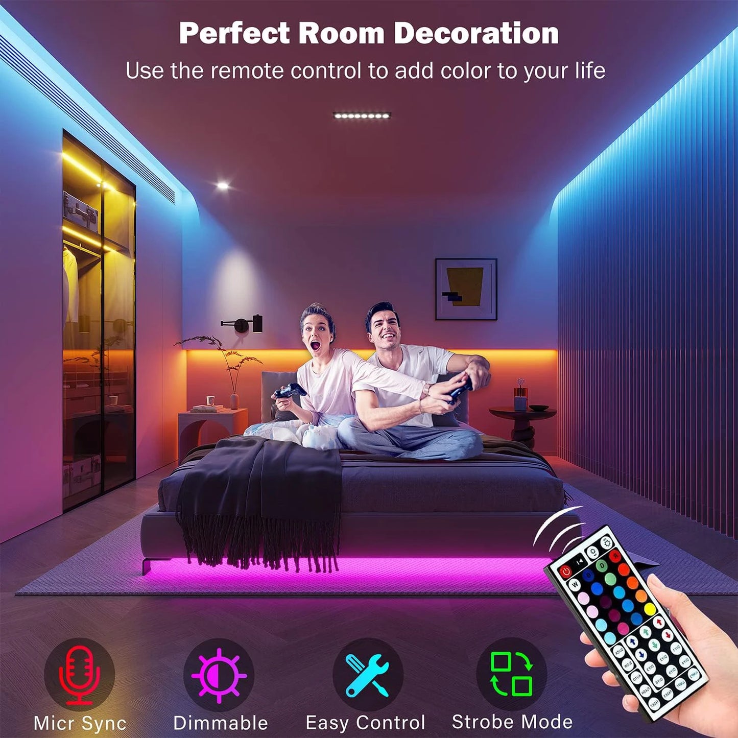 Bande LED RGB intelligente USB pour chambre et salon