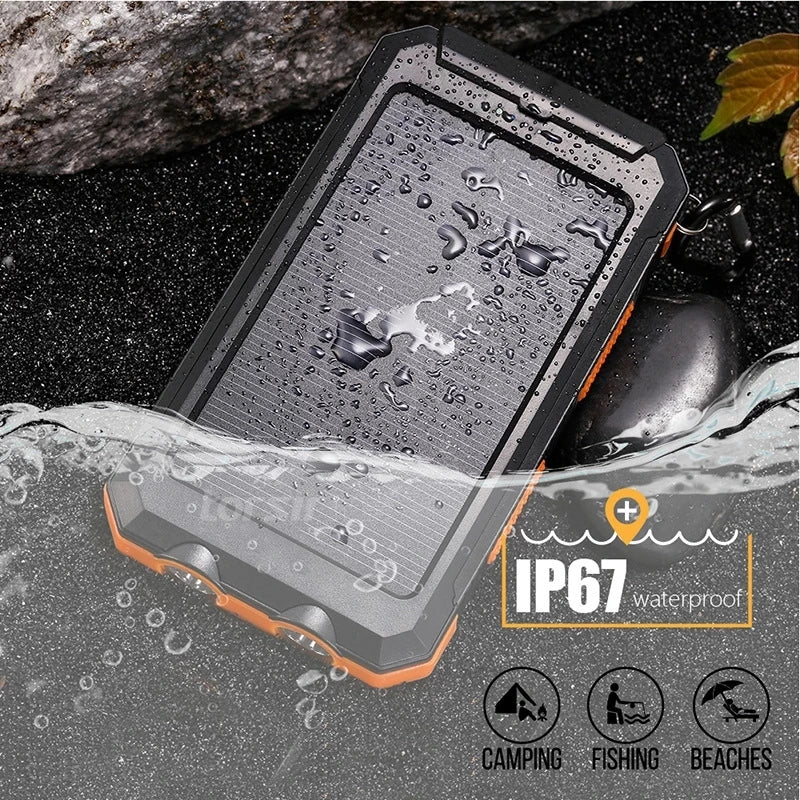 Power Bank Solaire 80 000 mAh - Charge Rapide & Lampe LED