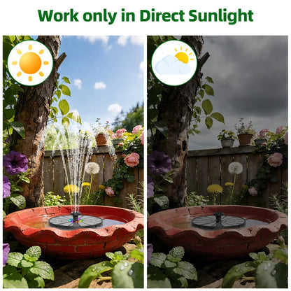 Pompe à eau solaire extérieure 3,5 W avec lumière LED, fontaine solaire pour bain d'oiseaux, batterie intégrée 3000 mAh avec 8 buses pour bassin de jardin